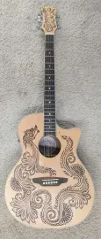 Luna HEN DRA SPR Henna Dragon Spruce &Mahogany Acoustic Electric Cutaway Guitar