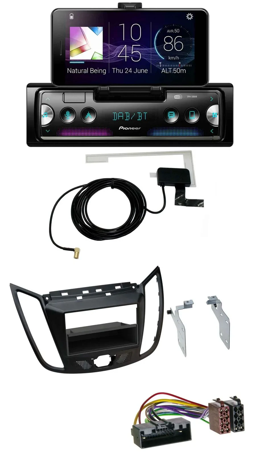 Pioneer DAB Bluetooth MP3 USB Autoradio für Ford C-Max Kuga matt schwarz