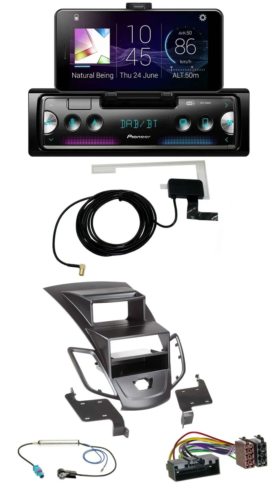 Pioneer DAB Bluetooth MP3 USB Autoradio für Ford Fiesta 10-17 Display schwarz