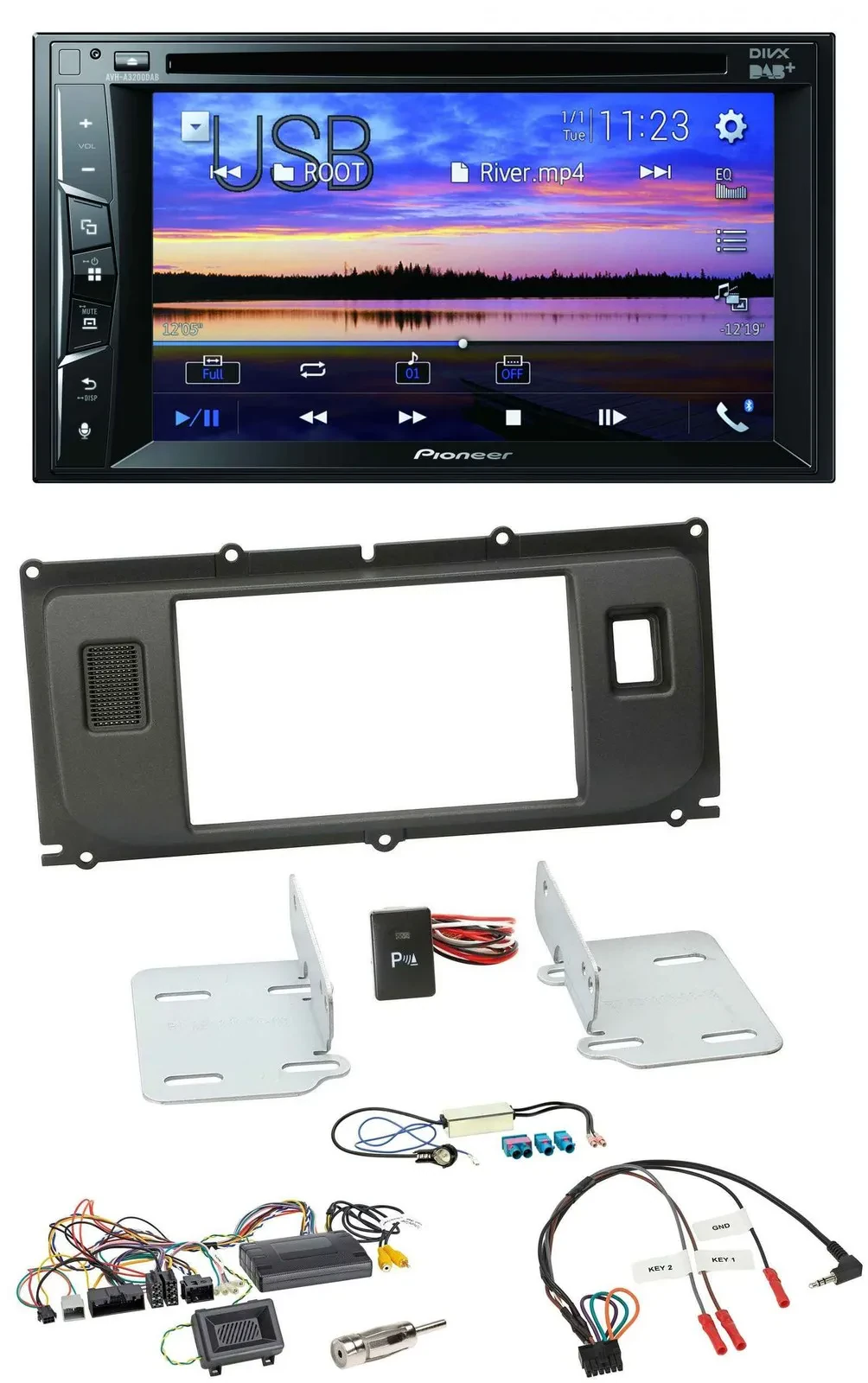 Pioneer Bluetooth 2DIN USB DVD DAB Lenkrad Autoradio für Land Rover Evoque 2011-