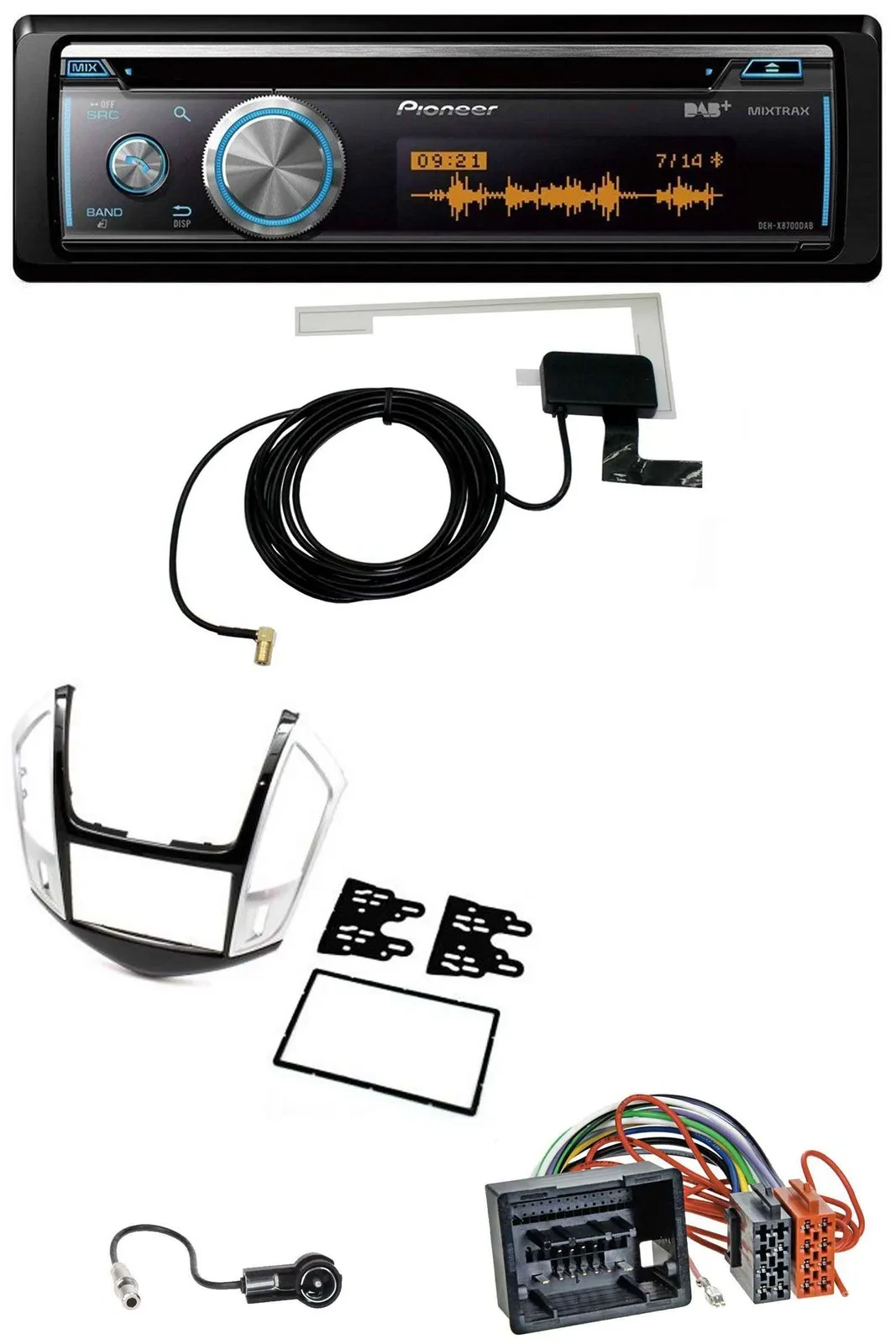 Автомагнитола Pioneer Bluetooth DAB MP3 USB CD для Chevrolet Cruze (2011–2016), серебристая