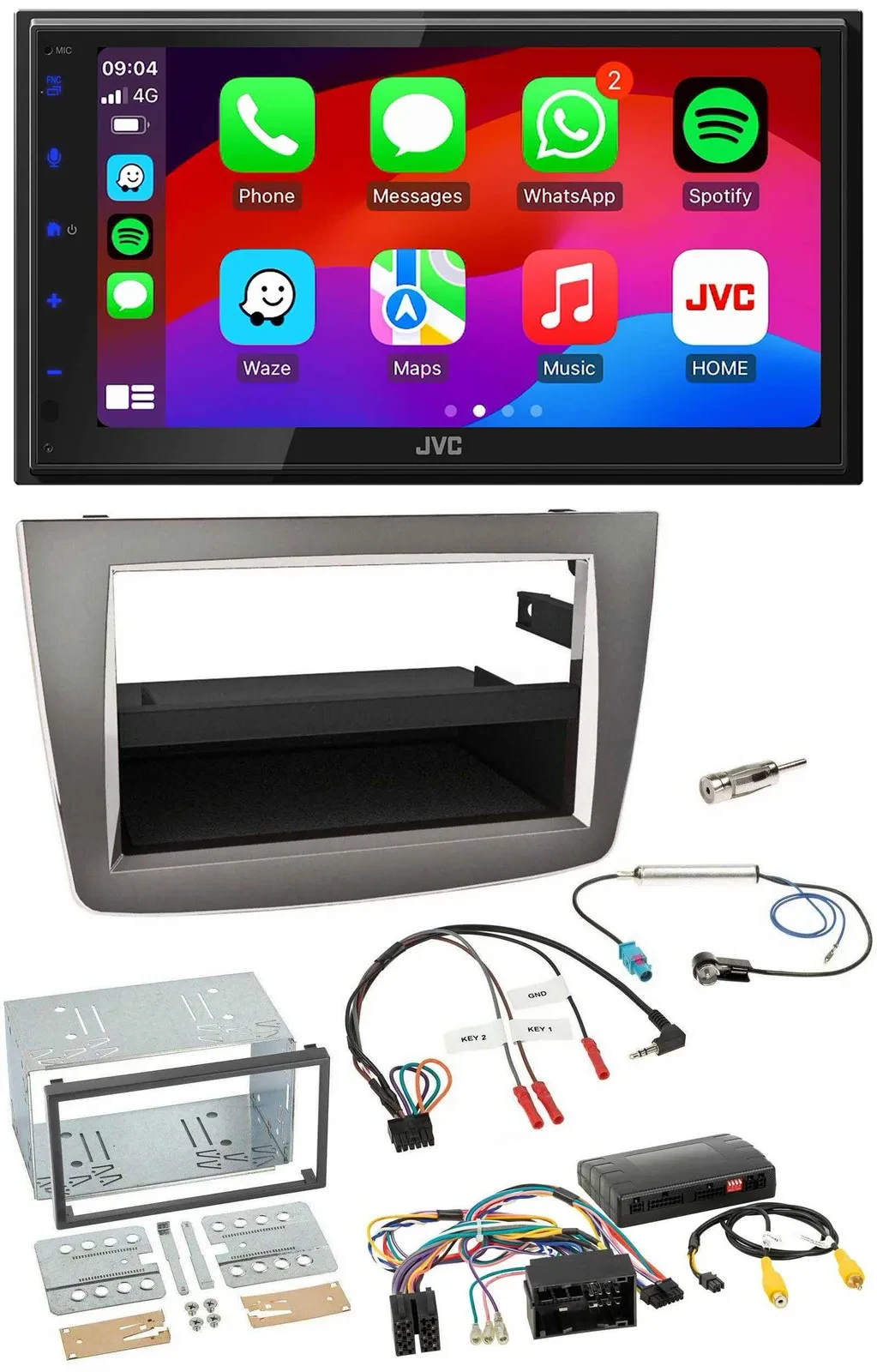 JVC Bluetooth USB Lenkrad 2DIN DAB Autoradio für Alfa Romeo Mito silber 14-18 In