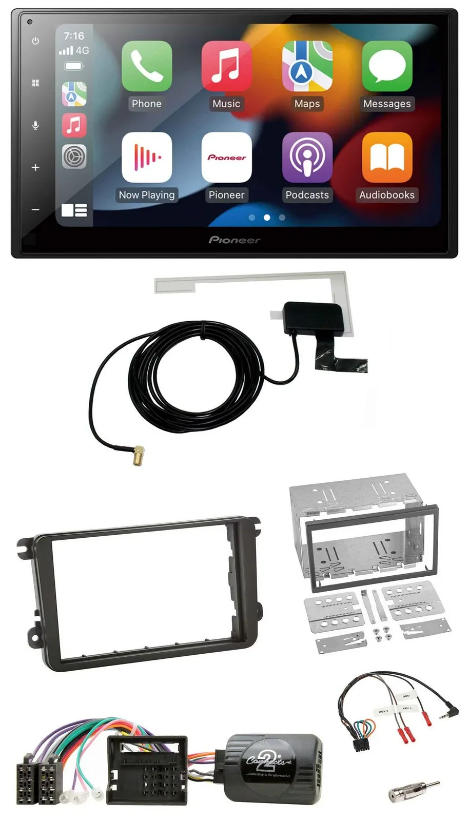 Pioneer Lenkrad USB Bluetooth DAB 2DIN Autoradio für Skoda Fabia 5J 2007-2014