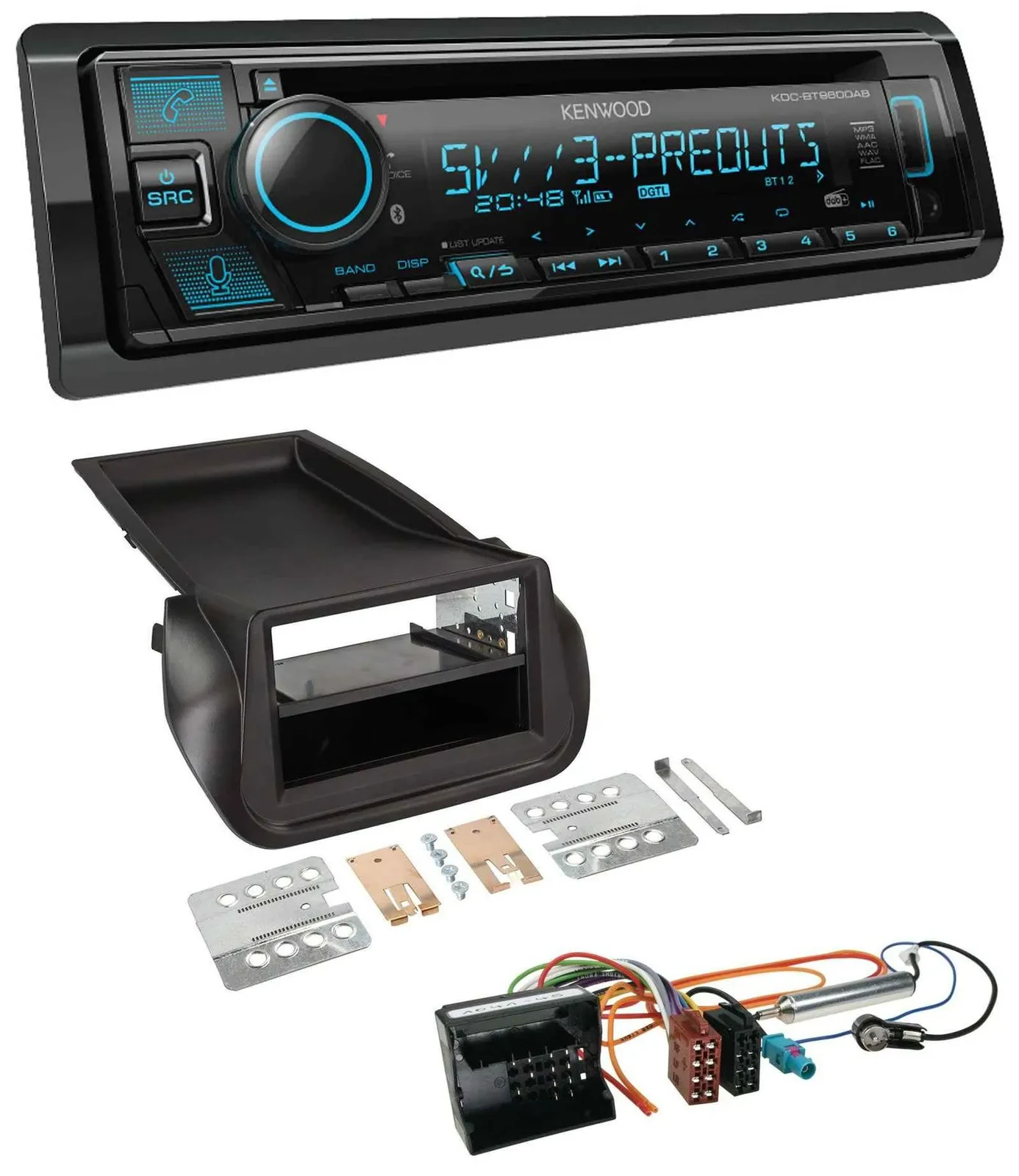 Kenwood Bluetooth USB CD MP3 DAB Autoradio für Citroen Nemo Peugeot Bipper ab 20