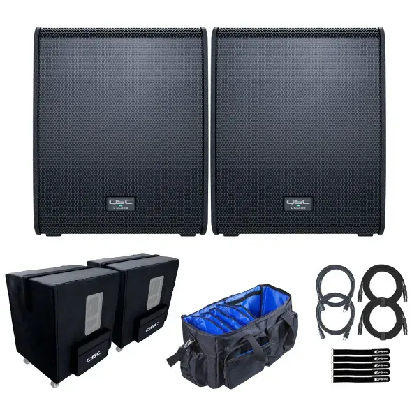 QSC LS118 18" Active Powered DJ PA Sub Subwoofers Pair w Covers Package