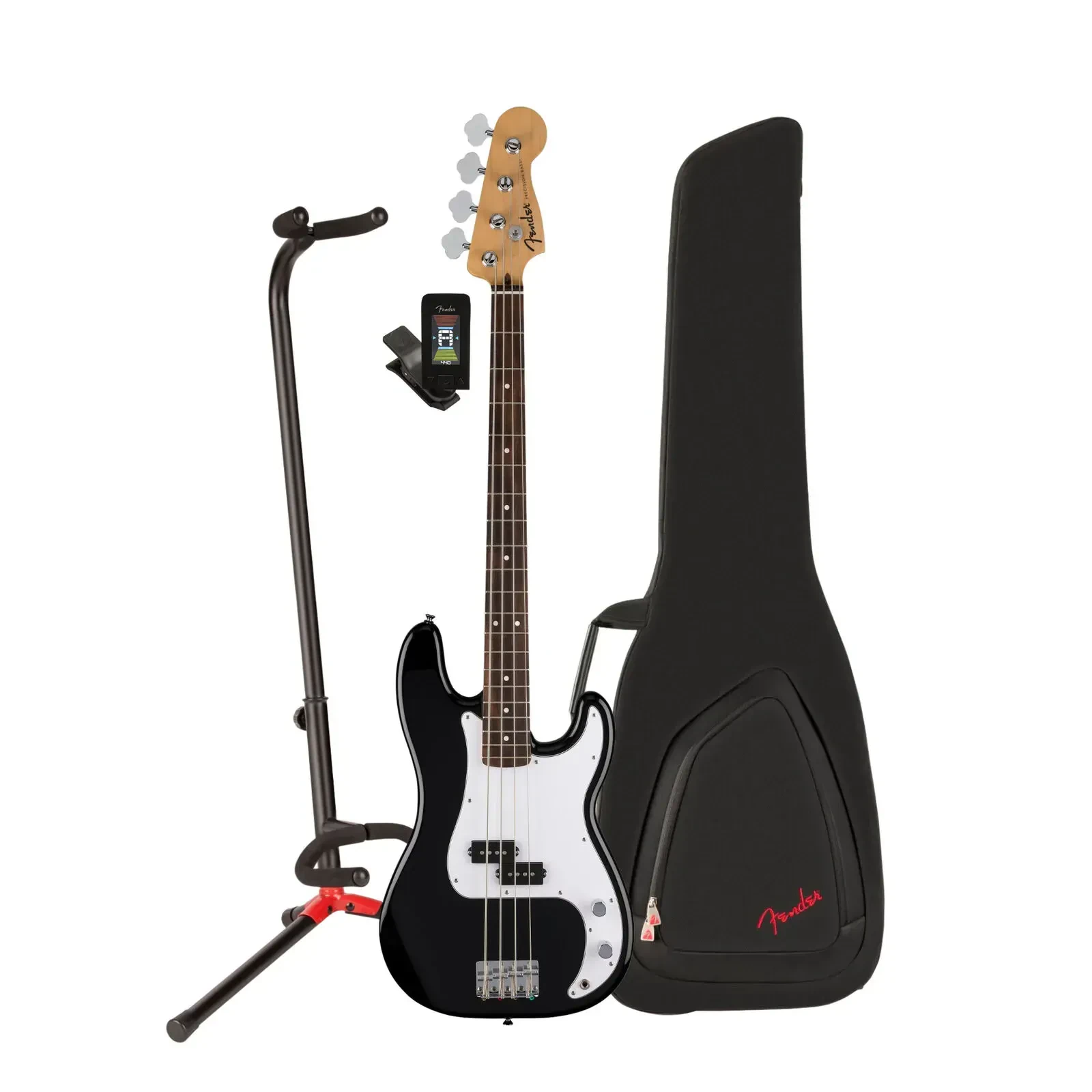 Fender Standard Precision Bass 4 String Right Hand Black Electric Guitar Bundle