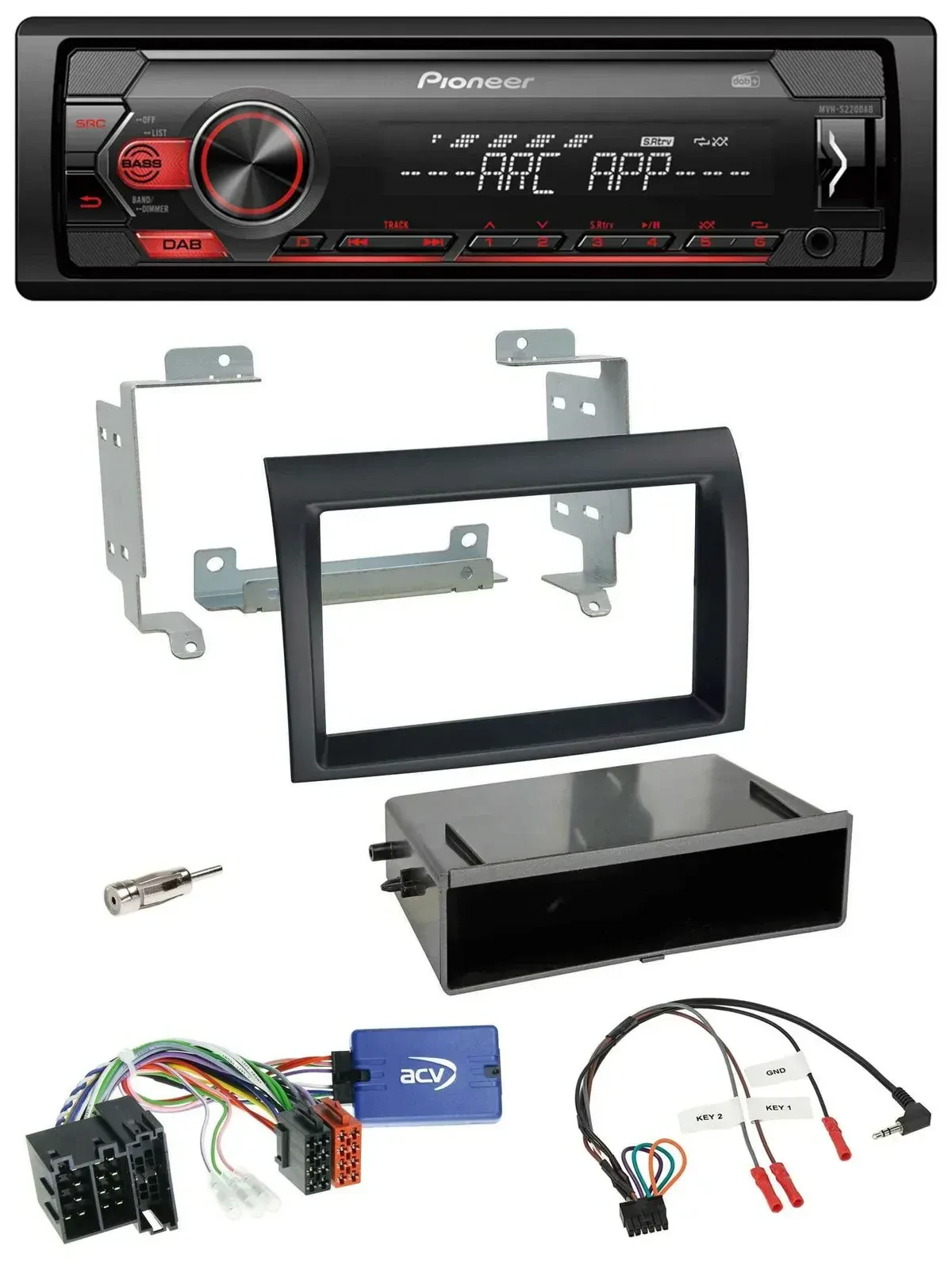 Автомагнитола Pioneer 1-DIN, DAB, USB, MP3, для Fiat Ducato 2008–2011, чёрная