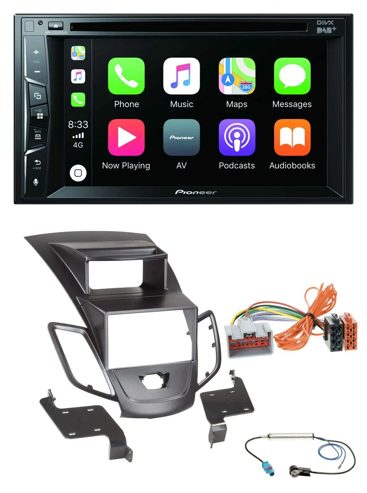 Pioneer MP3 USB DVD Bluetooth DAB 2DIN Autoradio für Ford Fiesta 08-10 Display s