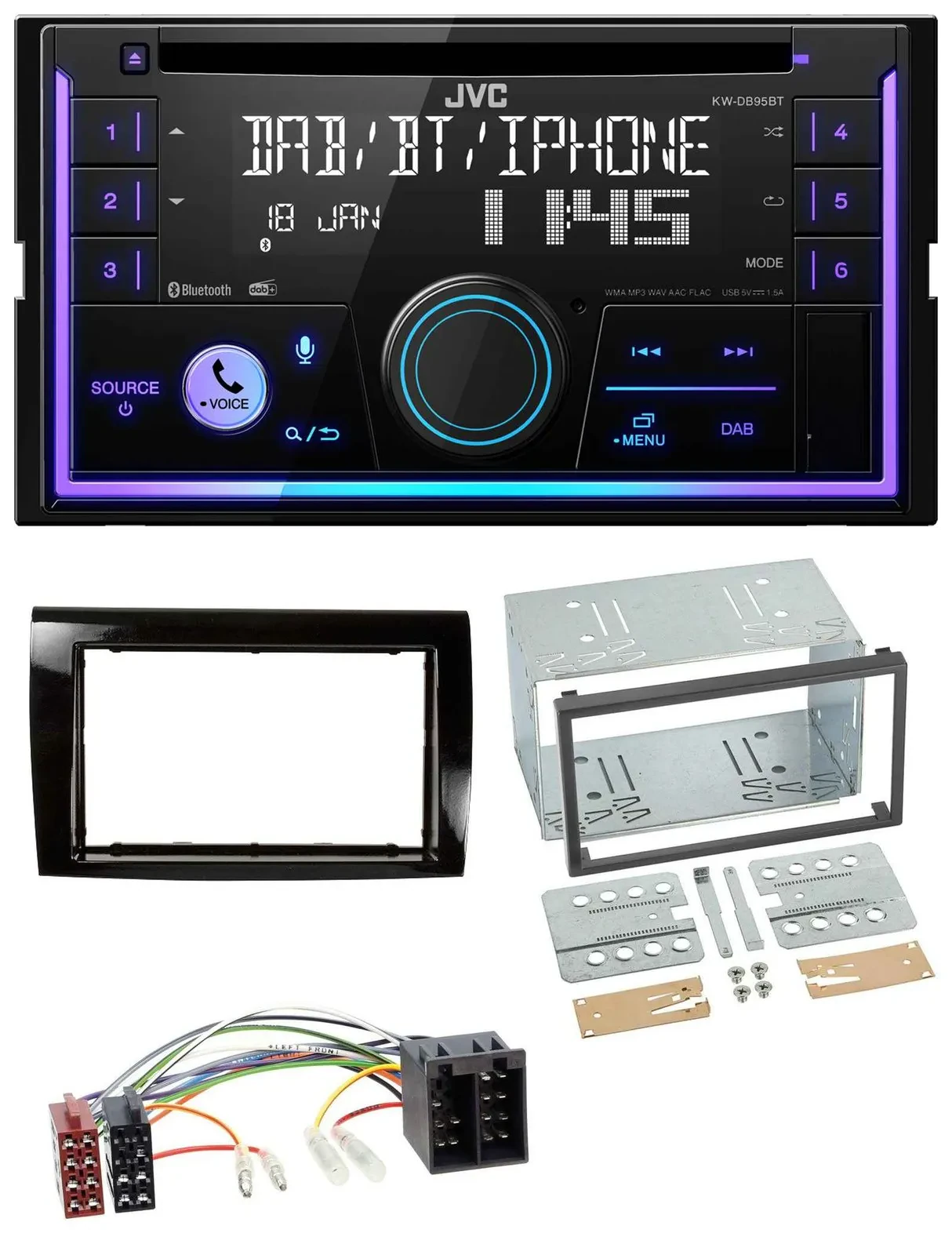 Автомагнитола для Fiat Bravo (с 2007) JVC 2-DIN DAB Bluetooth CD USB MP3