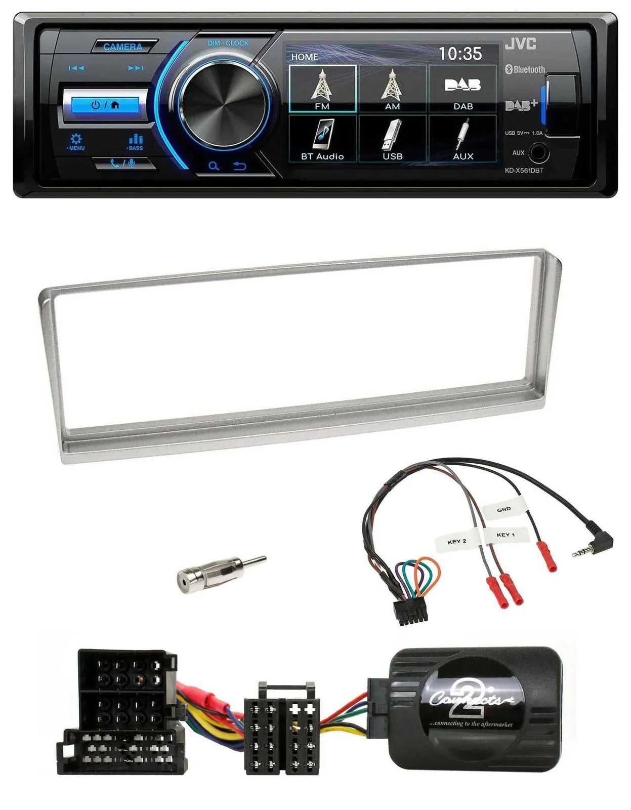 JVC Bluetooth Lenkrad USB DAB Autoradio für Alfa Romeo 156 2002-2003 silber