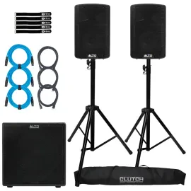 Alto Professional TX408 8" Powered Speakers Pair w 12" Subwoofer Pack