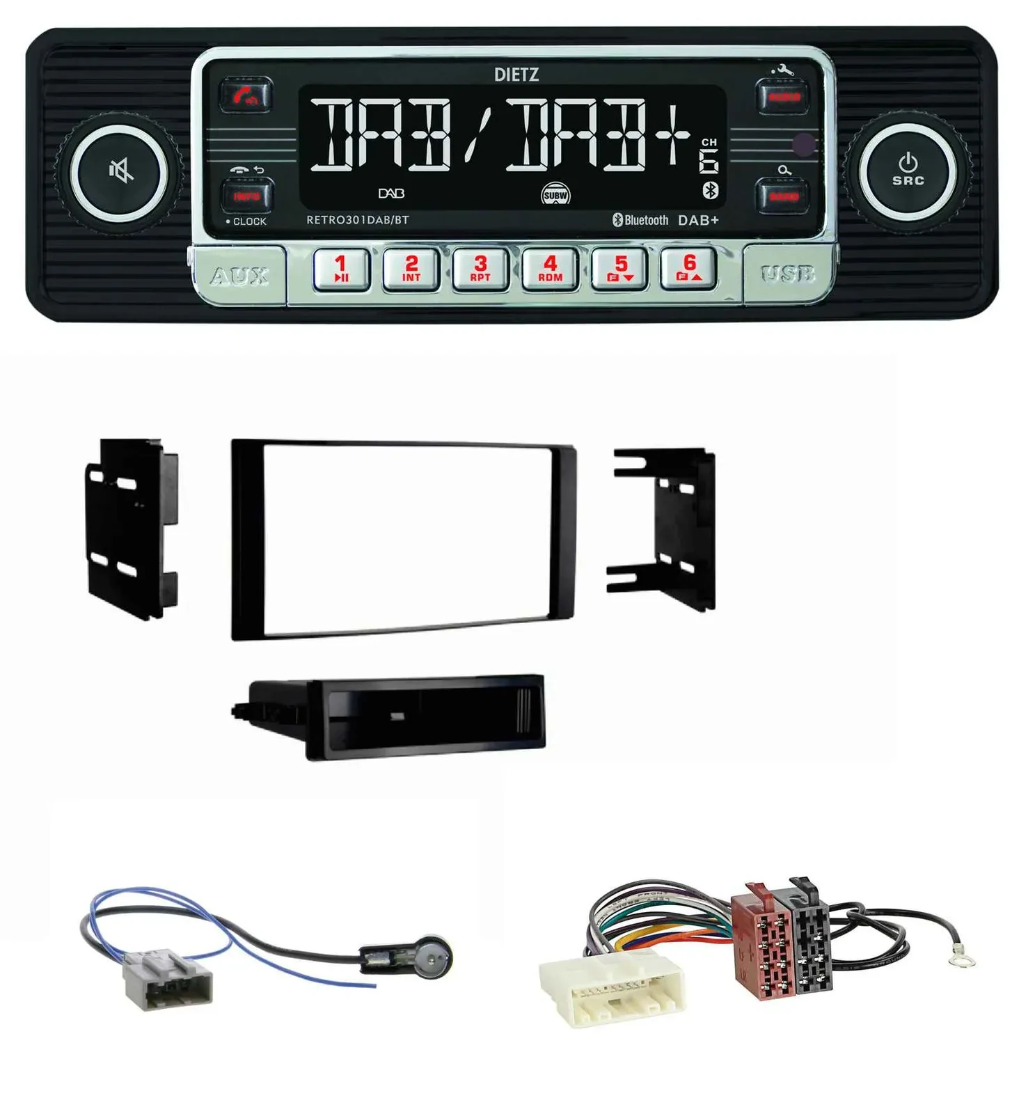 Dietz USB DAB MP3 Bluetooth Autoradio für Nissan Micra 2013-2017 schwarz matt