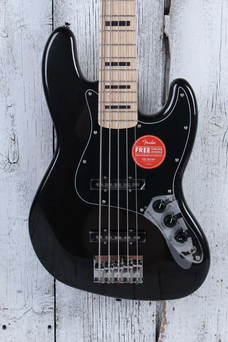 Squier Affinity Active Jazz Bass V 5 String Electric Bass Guitar Black Metallic