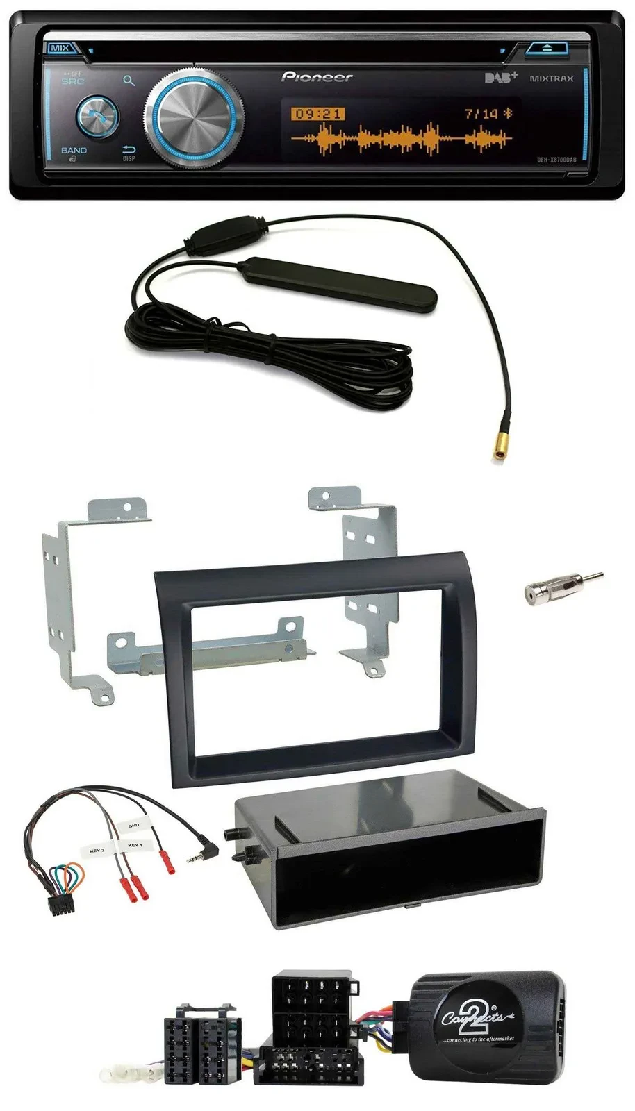 Pioneer CD USB Bluetooth DAB Lenkrad Autoradio für Fiat Ducato 06-08 schwarz