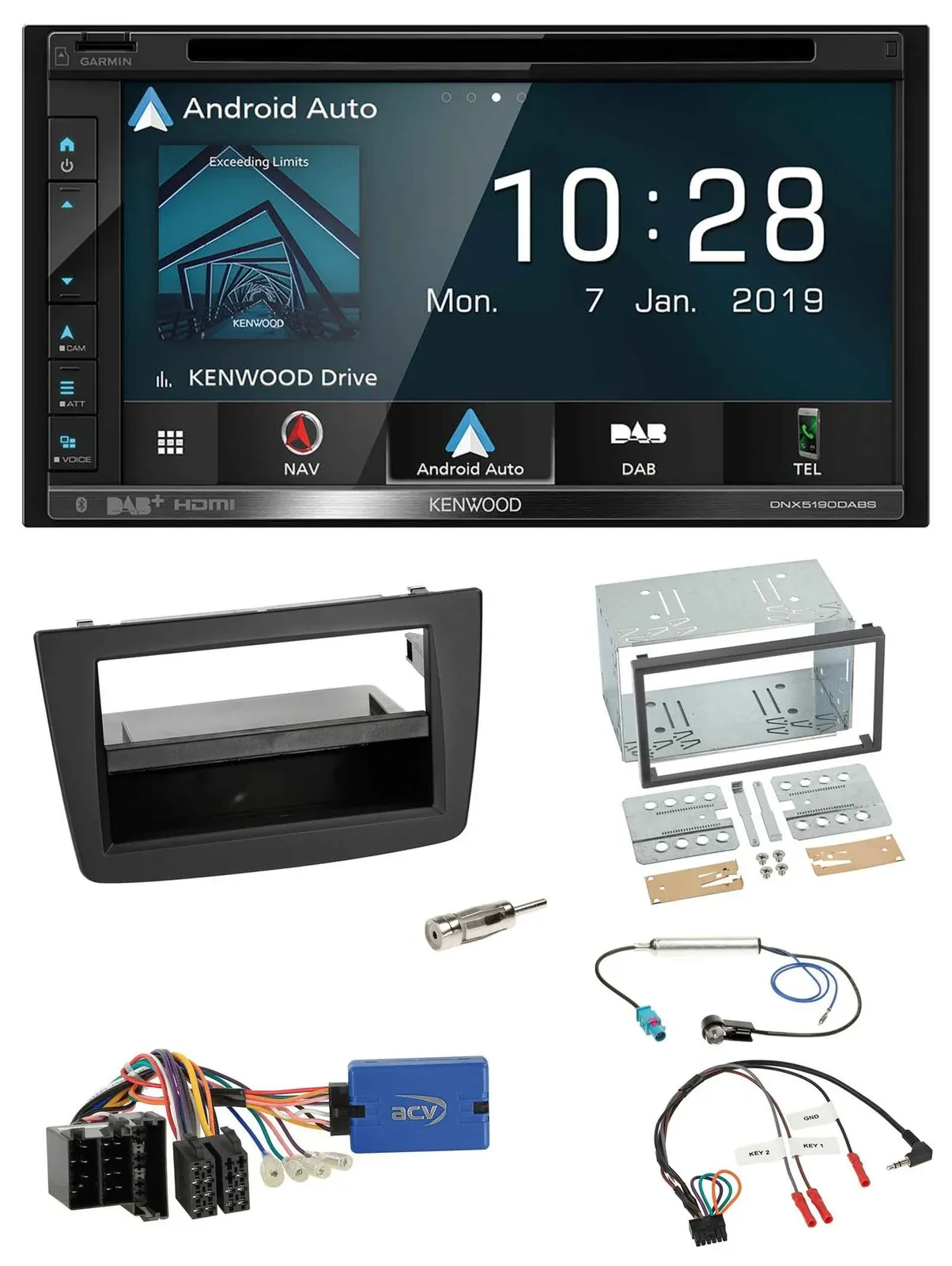 Kenwood DAB TMC USB 2DIN Lenkrad Bluetooth Navigation für Alfa Romeo Mito ISO 95