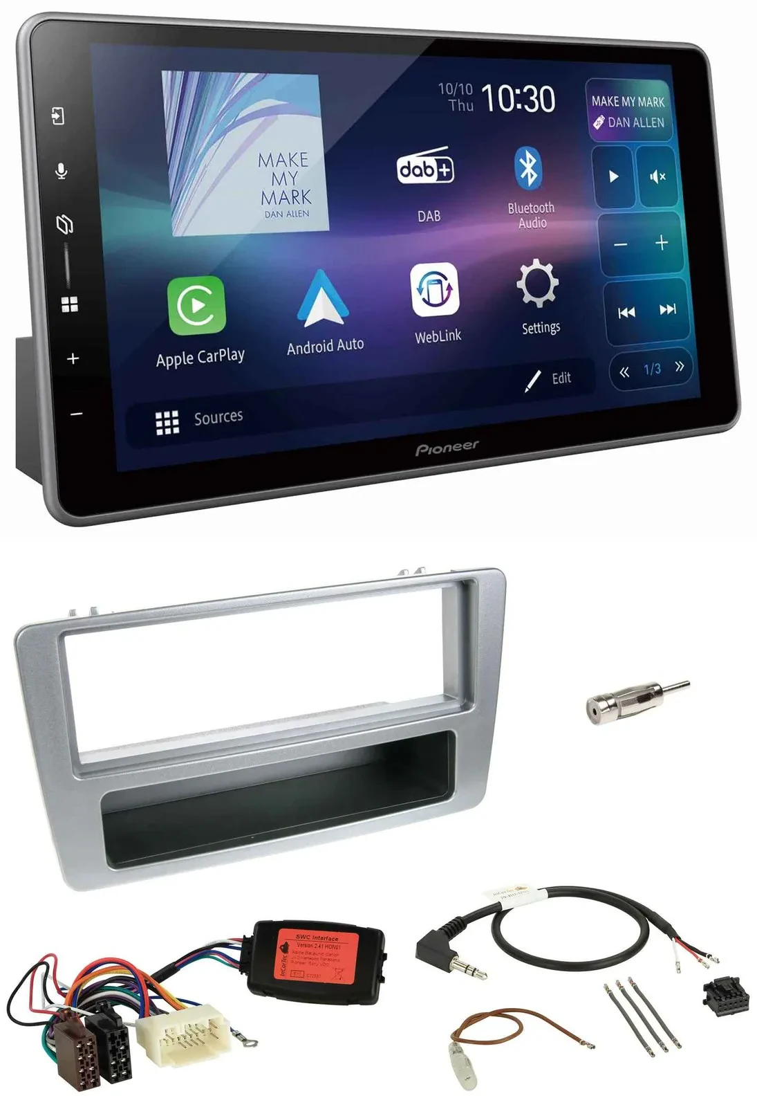 Автомагнитола для Honda Civic 2001–2003 Pioneer Bluetooth, USB, DAB, серебристая