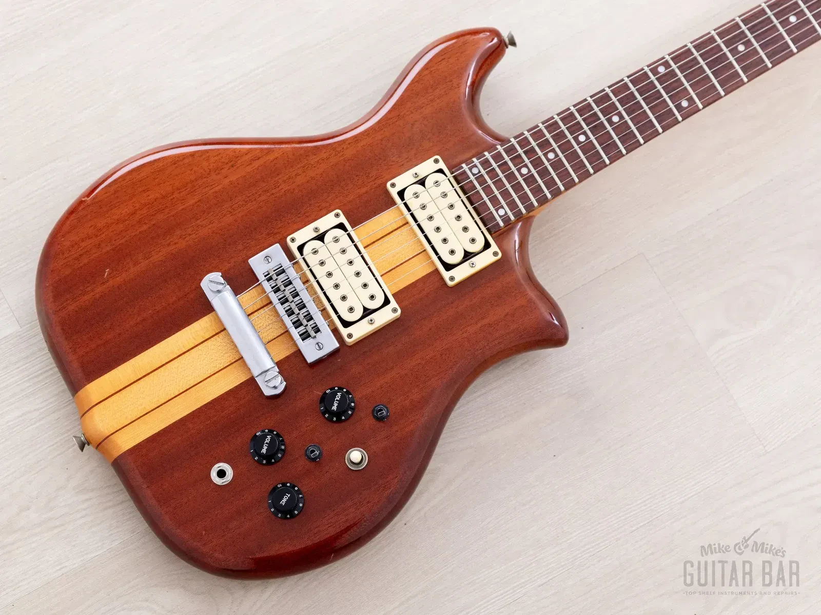 Б/У электрогитара Kawai F-1 Jr 1979, сквозной гриф, нержавеющая сталь, Япония