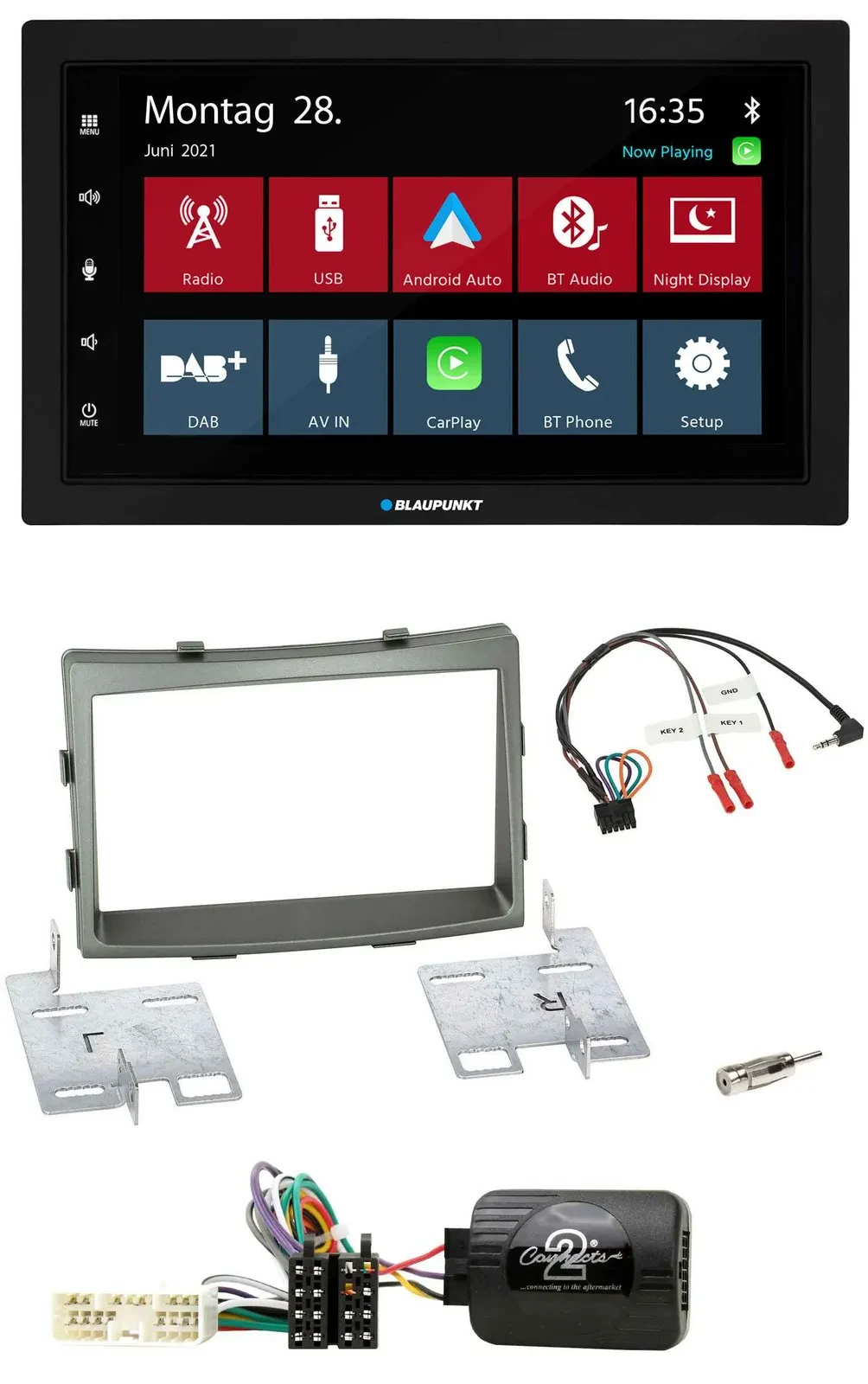 Blaupunkt Lenkrad Bluetooth DAB 2DIN USB Autoradio für SSangYong Rodius ab 2013