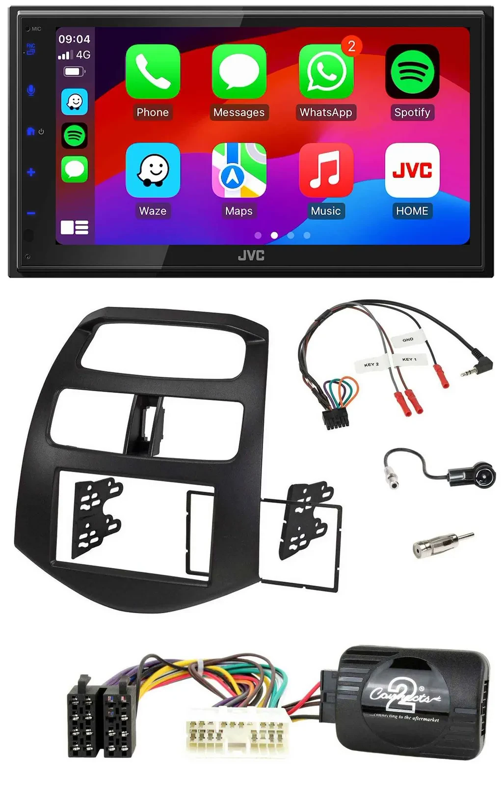 JVC Bluetooth USB Lenkrad 2DIN DAB Autoradio für Chevrolet Spark KLM 2012-2013