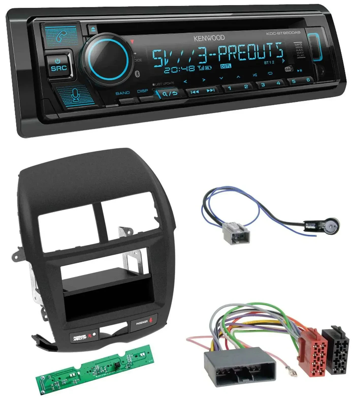 Автомагнитола для Mitsubishi ASX (2010–2014) Kenwood Bluetooth, USB, CD, MP3, DAB