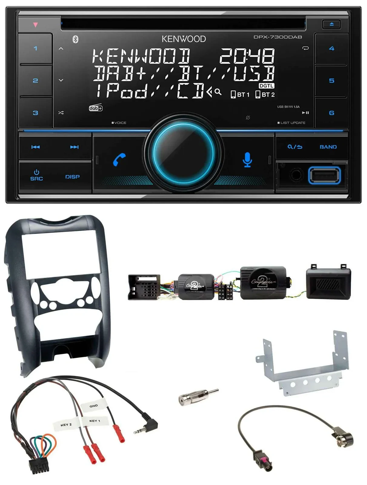 Kenwood CD 2DIN DAB USB Lenkrad Bluetooth Autoradio für Mini Cooper 06-14 Parkse