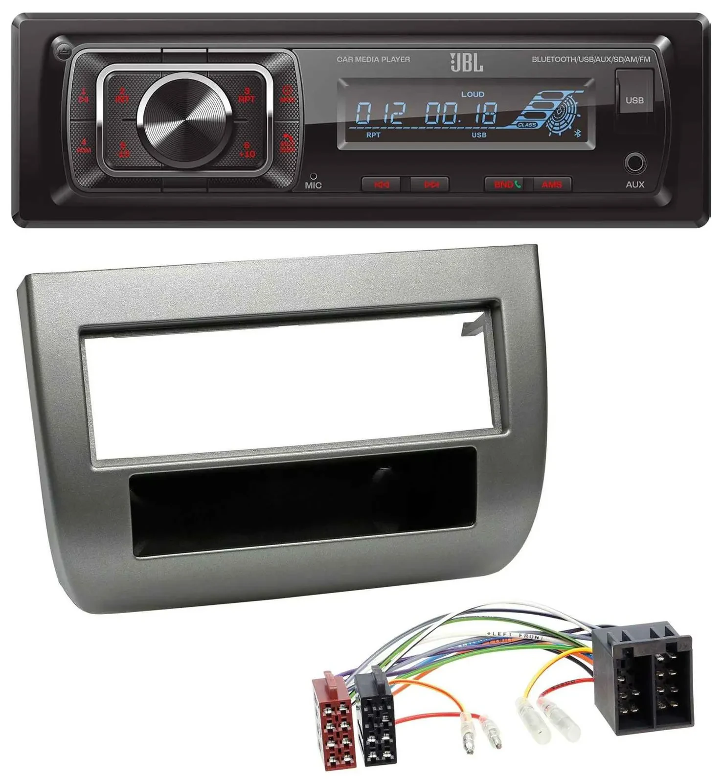Автомагнитола JBL SD/AUX/MP3/USB/Bluetooth для Lancia Y (843) 2003–2011 темно-серый металлик