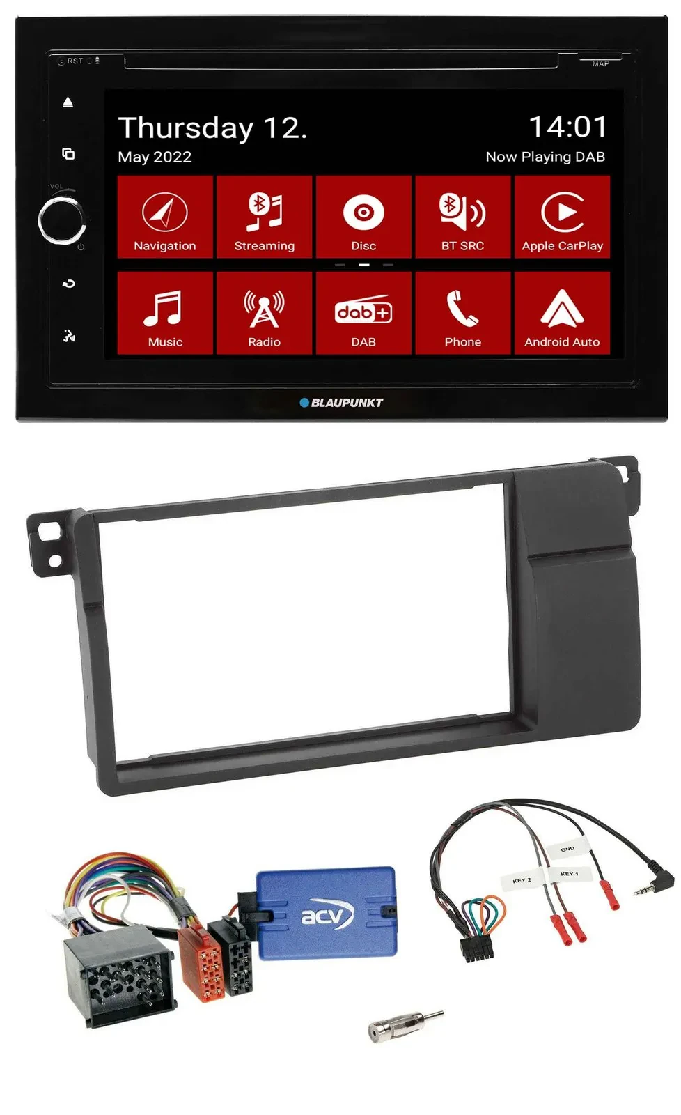 Blaupunkt 2DIN Lenkrad Bluetooth USB TMC DAB Navigation für BMW 3er E46 2000-200