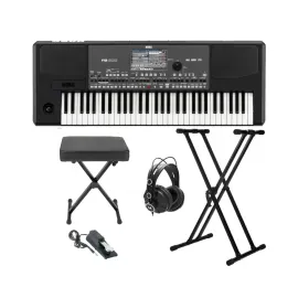 Korg PA600 61-Key Professional Arranger Keyboard with Bench and Accessory Bundle