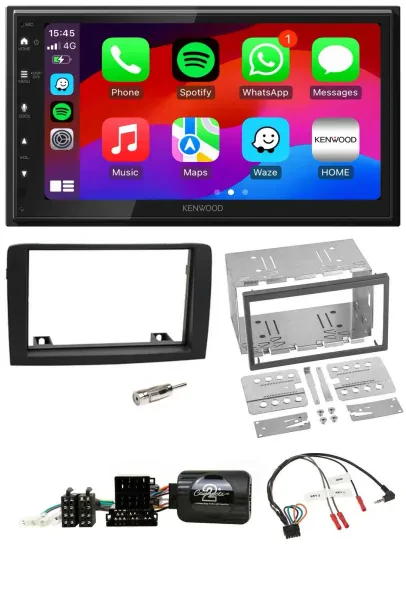 Kenwood Lenkrad USB DAB 2DIN Bluetooth Autoradio für Fiat Idea 06-12 schwarz