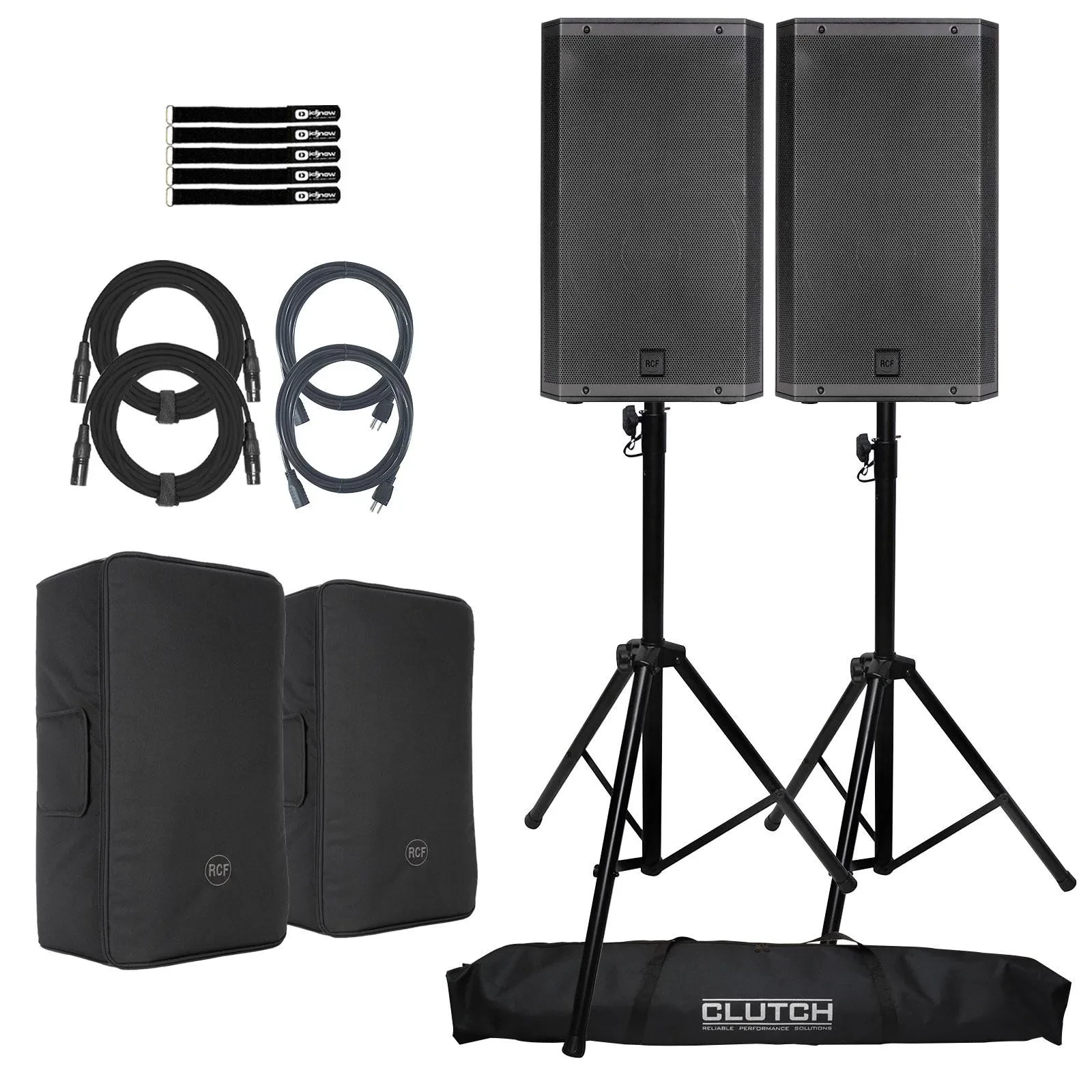 RCF ART 915-AX Active Powered 2-Way 15" Bluetooth DJ PA Speakers w Stands