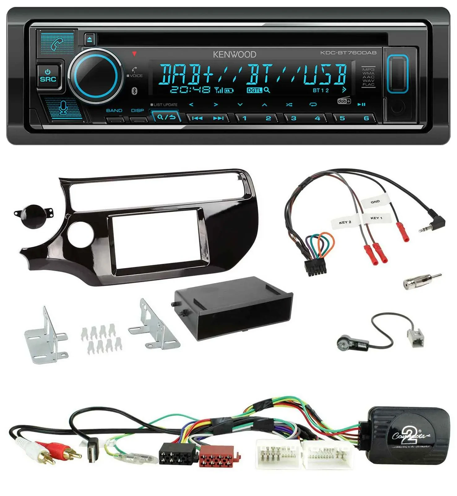 Kenwood Lenkrad Bluetooth DAB USB CD Autoradio für Kia Rio UB ab 03/2015 piano s