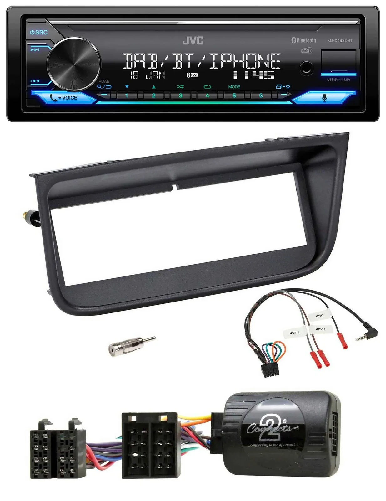 JVC Bluetooth DAB USB Lenkrad Autoradio für Peugeot 406 2002-2005