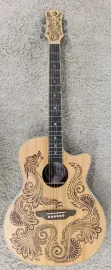 Luna HEN DRA SPR Henna Dragon Spruce &Mahogany Acoustic Electric Cutaway Guitar