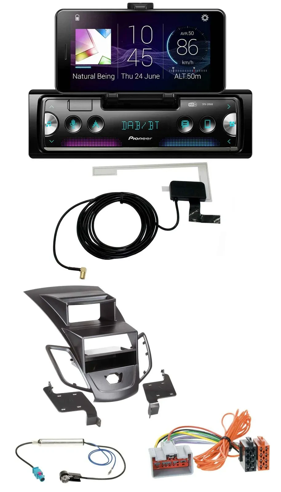 Автомагнитола для Ford Fiesta (2008–2010) Pioneer DAB, Bluetooth, MP3, USB, дисплей, черный