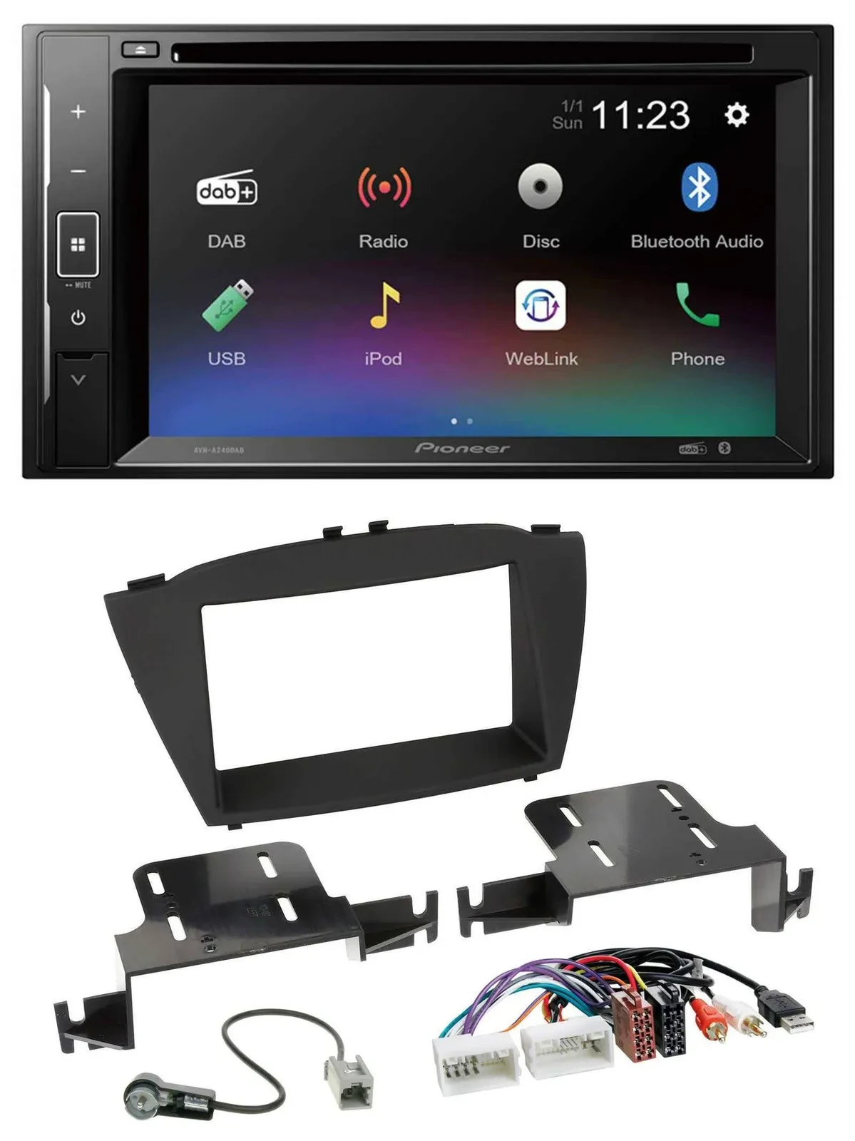 Pioneer Bluetooth MP3 USB 2DIN DAB DVD Autoradio für Hyundai ix35 ab 13 AUX USB