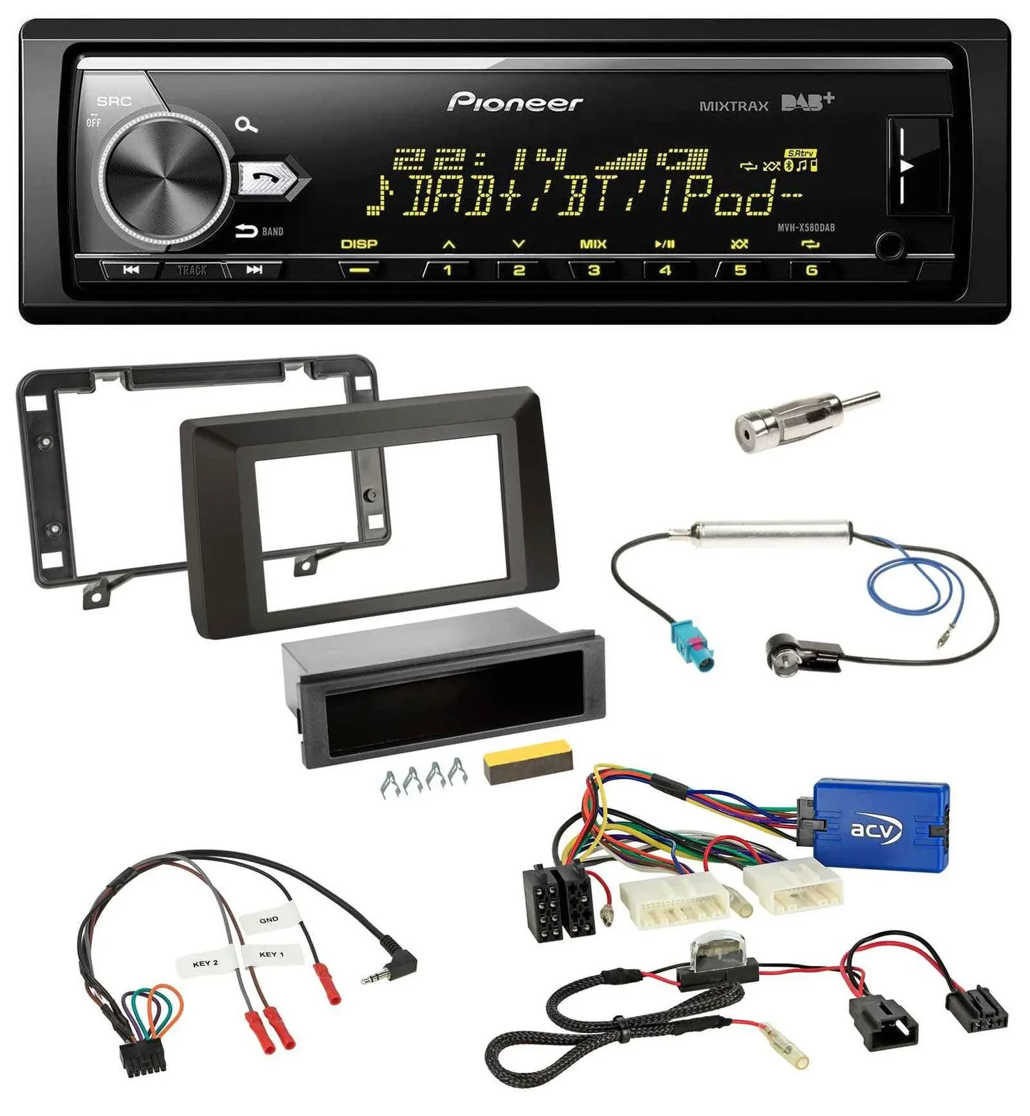 Автомагнитола для Dacia Duster (с 2021) Pioneer Bluetooth, USB, DAB, поддержка кнопок на руле