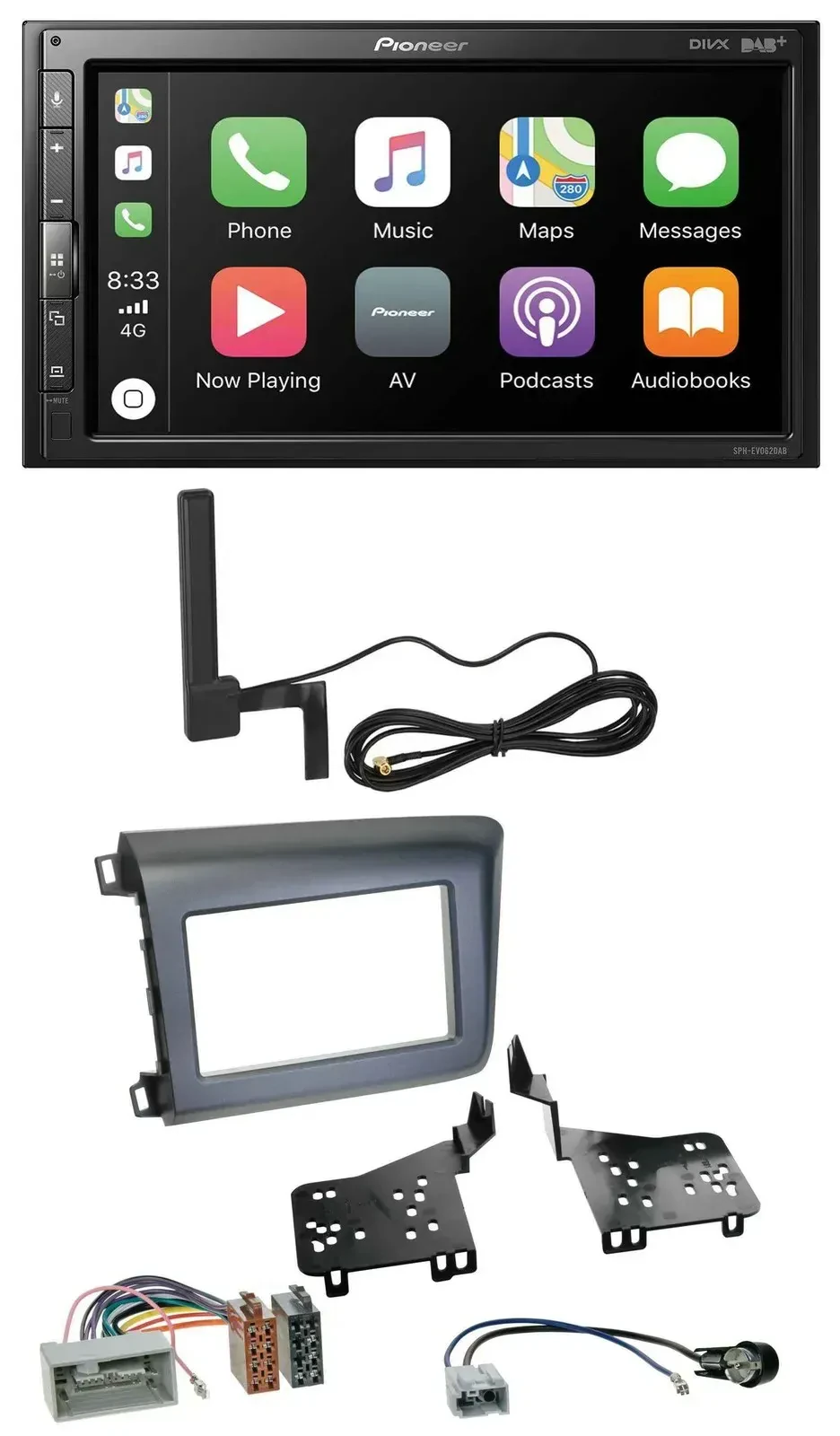 Автомагнитола для Honda Civic (US) Pioneer 2-DIN, Bluetooth, DAB, USB, MP3