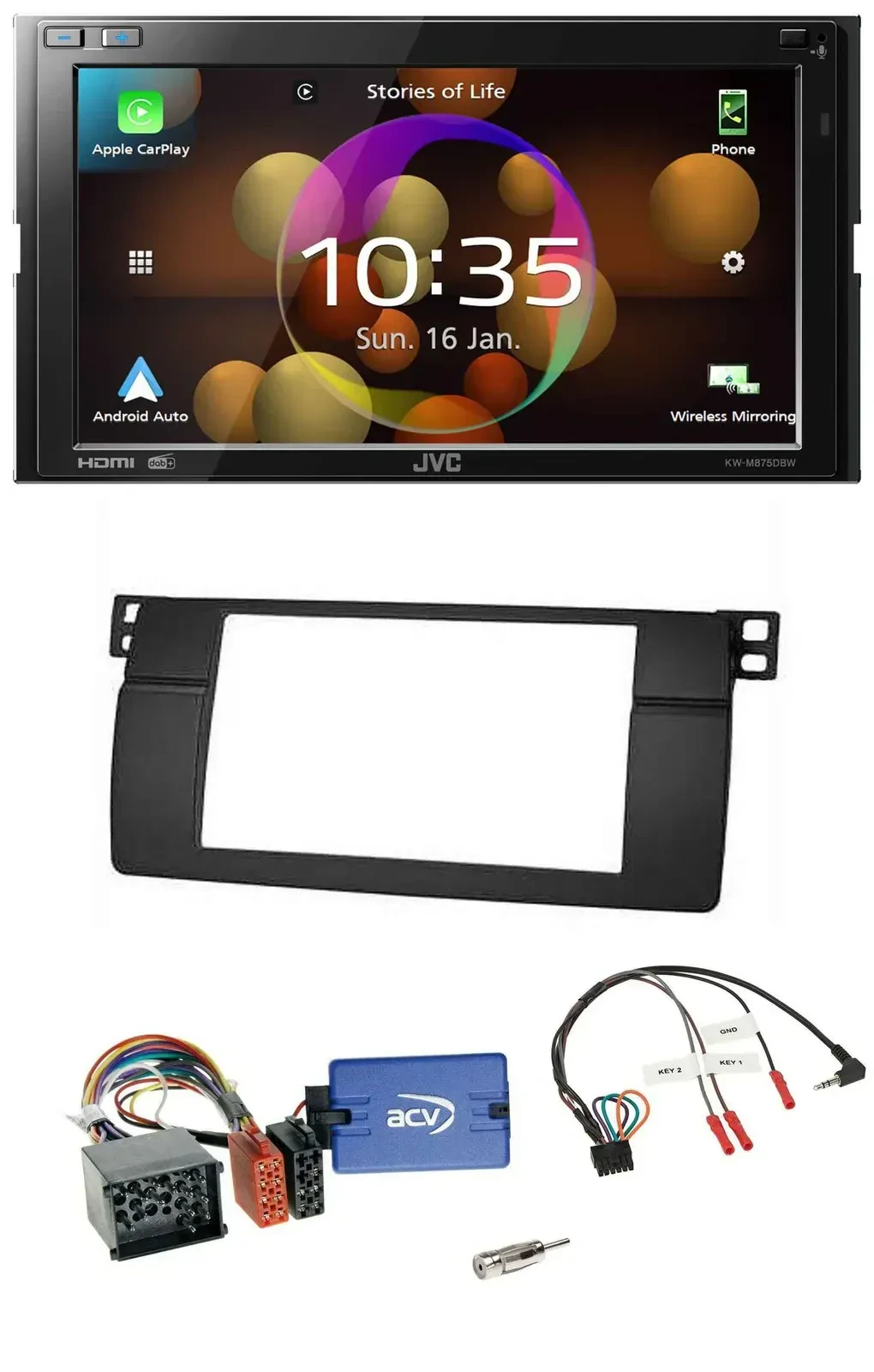 JVC DAB Lenkrad 2DIN Bluetooth USB Autoradio für BMW 3er E46 00-06 Profi