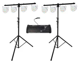 2) Rockville RVLS1 Tripod Lighting Stands+8) Par Can Wash Lights+DMX Controller