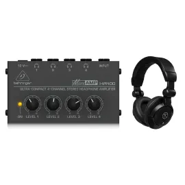 Behringer HA-400 Ultra Compact 4-Channel Stereo Headphone Amplifier, Bundle with