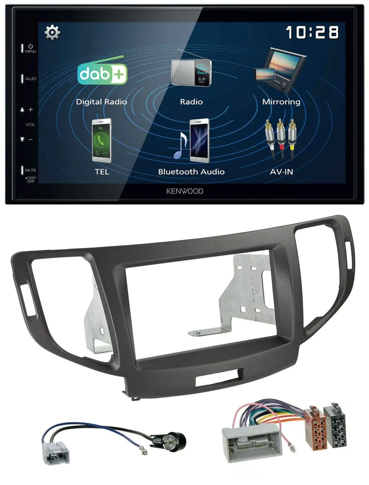 Автомагнитола для Honda Accord Kenwood 2-DIN Bluetooth USB DAB MP3, цвет антрацит