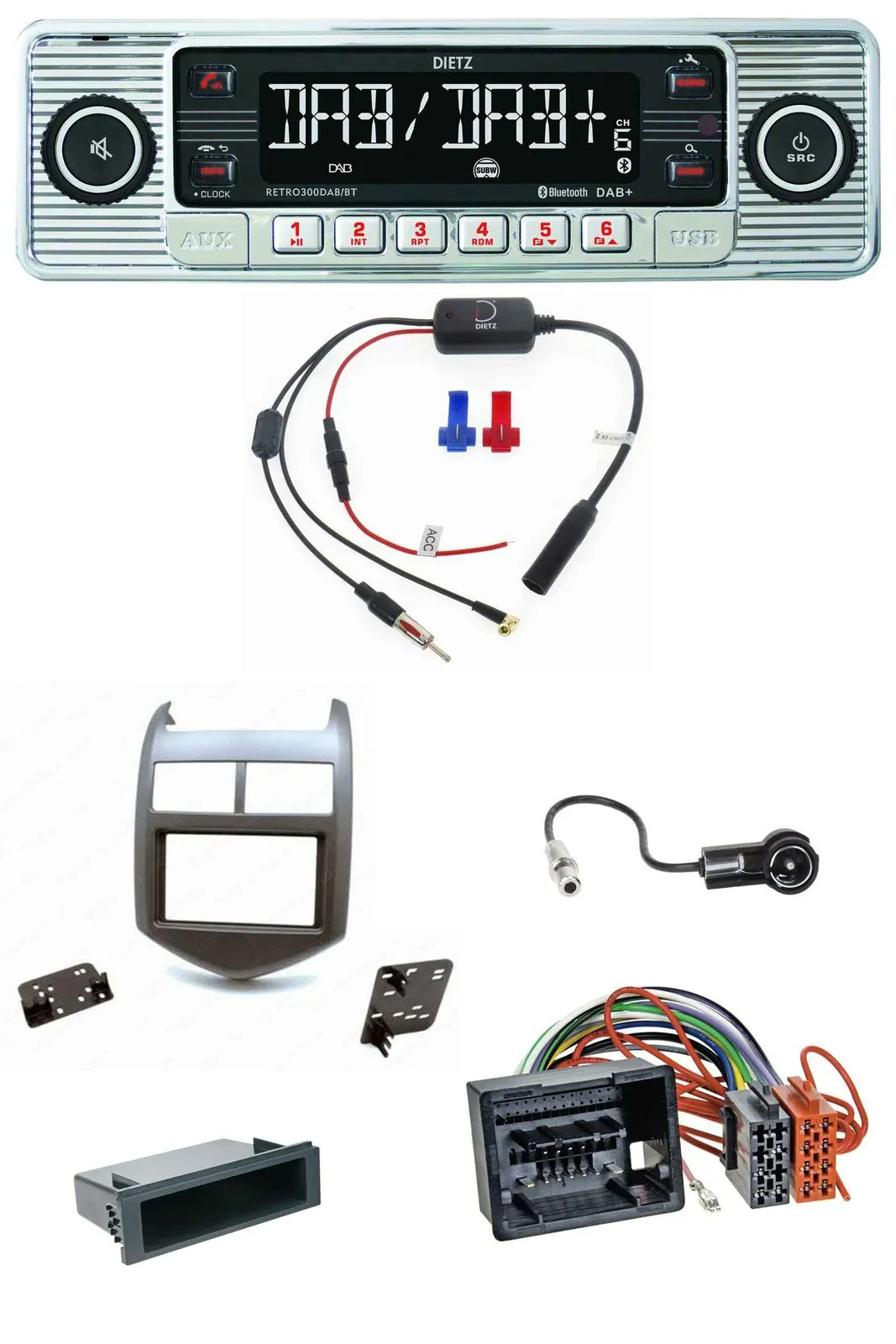 Dietz DAB USB MP3 Bluetooth Autoradio für Chevrolet Aveo Sonic ab 2011 dunkelgra