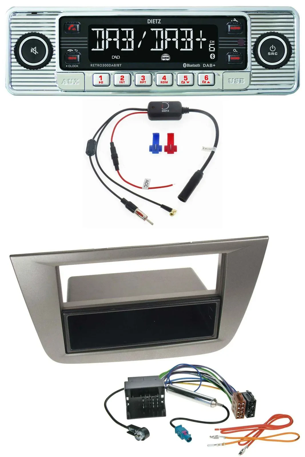 Dietz DAB USB MP3 Bluetooth Autoradio für Seat Altea Toledo ab 05 Anthrazit-meta