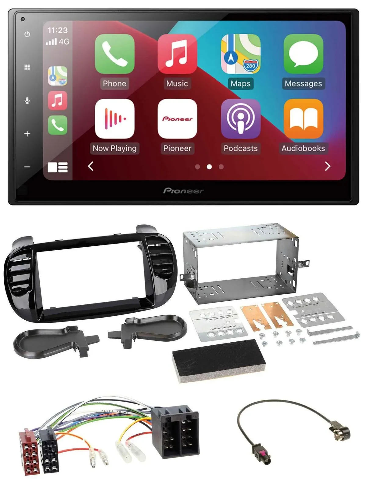 Pioneer USB MP3 DAB 2DIN Bluetooth Autoradio für Fiat 500 ab 12 ISO schwarz