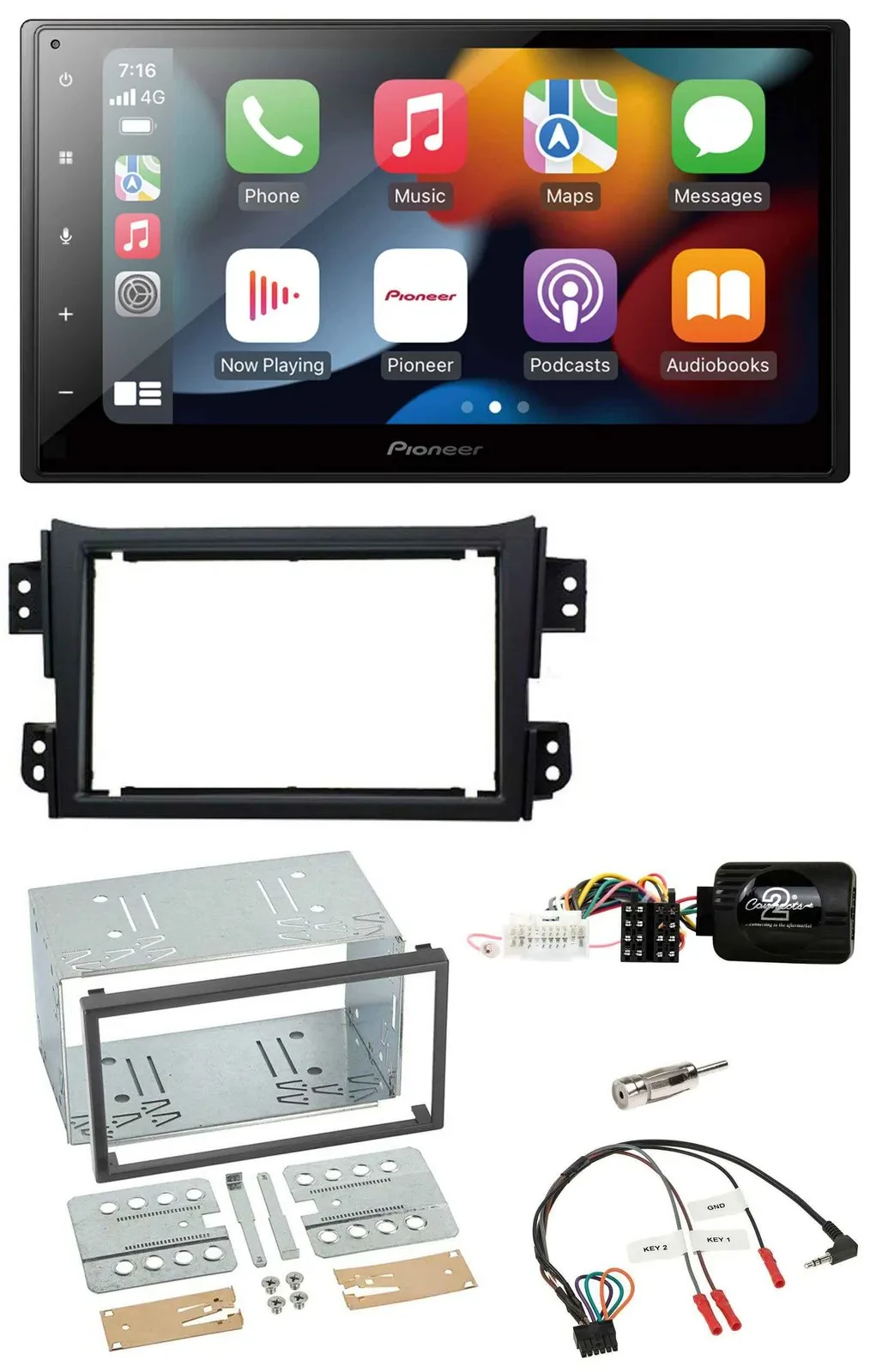 Pioneer DAB Bluetooth 2DIN USB Lenkrad Autoradio für Opel Agila B Suzuki Splash