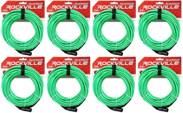 Микрофонный кабель Rockville RCXFM50P-G Green 15.25 м (8 штук)