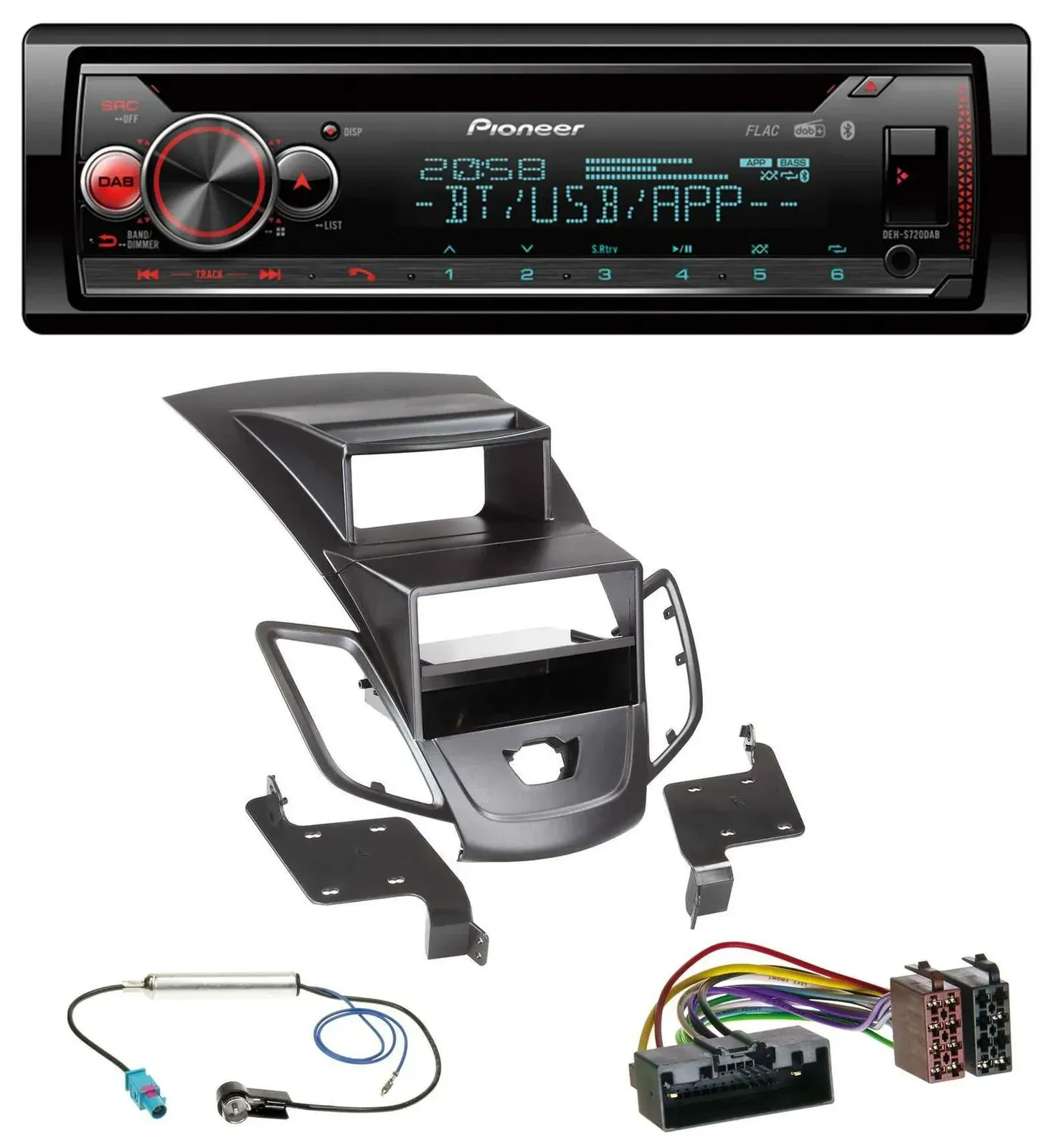 Автомагнитола для Ford Fiesta 2010–2017 Pioneer DAB CD Bluetooth USB MP3 черная