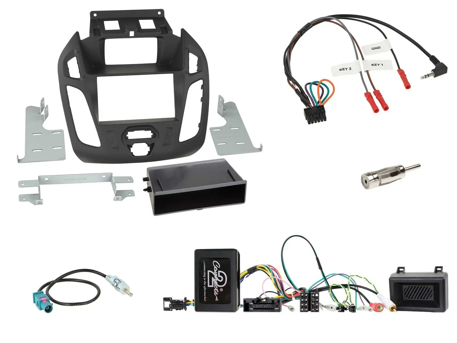 Einbauset Lenkradadapter DIN Autoradio für Ford Transit Connect 2013-2018 schwar