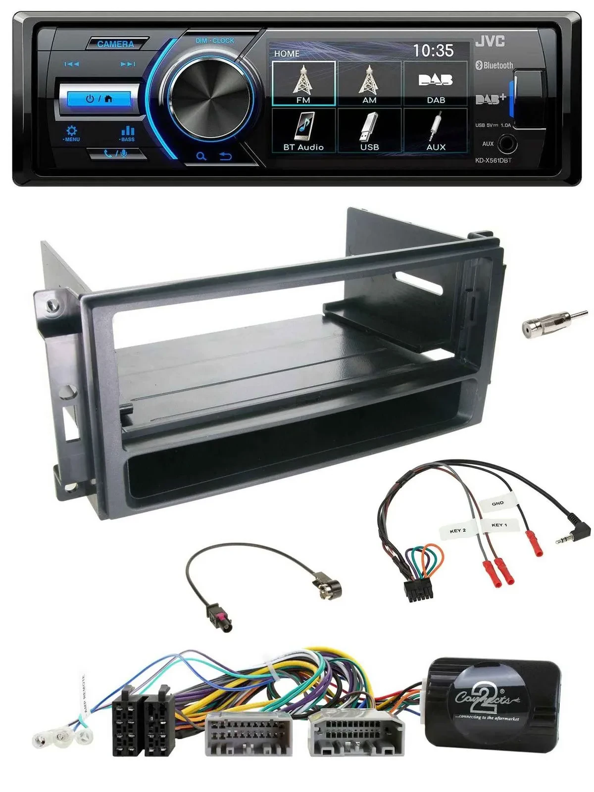 Автомагнитола JVC Bluetooth, USB, DAB, с поддержкой кнопок на руле для Chrysler/Dodge/Jeep