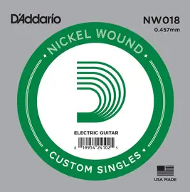Струна для электрогитары D'Addario NW018 XL Nickel Wound Singles, сталь никелированная, калибр 18